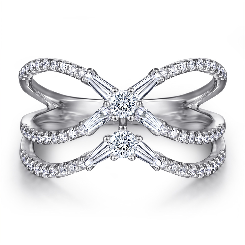 Women's Silvery Moissanite Full Pave Eternity Ring, Trendy Statement